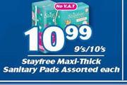 Stayfree Maxi Thick Sanitary Pads Assorted-9's/10's Each