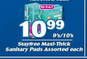 Stayfree Maxi-Thick Sanitary Pads Assorted-9's/ 10's Each