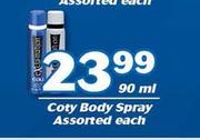 Coty Body Spray Assorted-90ml Each