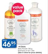 Clicks Baby Powder-750g, Shampoo Or Oil-1Ltr Each