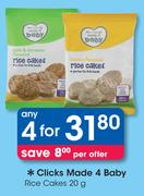Clicks Made 4 Baby Rice Cakes-4 x 20g 