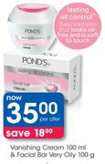 Ponds Vanishing Cream-100ml & Facial Bar Very Oily-100g Per Offer