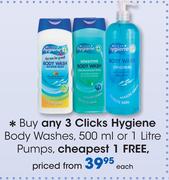 Clicks Hygiene Body washes-500ml Or 1Ltr Pumps-Each