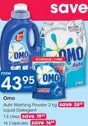 Omo Auto Washing Powder 2Kg+Liquid Detergent 1.5L+ 16 Capsules-Each