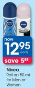 Nivea Roll-On For Men Or Women-50ml Each