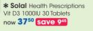 Solal Health Prescriptions Vit D3 1000IU-30 Tablets