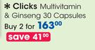 Clicks Multivitamin & Ginseng Fizzi-2x30 Capsules