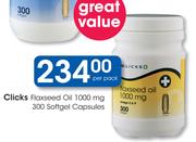 Clicks Flaxseed Oil 1000mg 300 Softgel Capsules-Per Pack