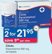 Clicks Paracetamol 500mg-2x24 Tablets