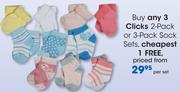 Clicks 2 Pack Or 3 Pack Sock Sets-Per Set