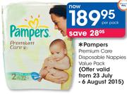 Pampers Premium Care Disoisable Nappies Value Pack-Per Pack