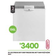 Defy 196L Nett Fridge Deep Freezer WHT DMF470/374/290 20-013