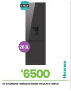 Hisense 263L Black Mirror Fridge H370BMIB 20-520