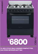 Obac 6 Burner Compact Full Gas Matt Blk Stove 76X60 OB760G/S 21-585