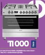 Ferre 4 Burner Full Gas 2 Electric PLT + Oven 90X60 S/Steel Stove 21-525