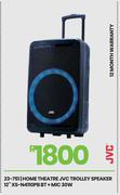 JVC Trolley Speaker 12" XS-N4110PB BT + Mic 30W Home Theatre 23-751
