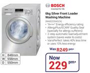 Bosch 6Kg Silver Front Loader Washing Machine WAB2026ASZA