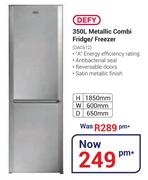 Defy 350Ltr Metallic Combi Fridge/Freezer DAC612