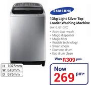 Samsung 13Kg Light Silver Top Loader Washing Machine WA13J5710SG