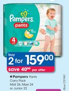 Pampers Pants Carry Pack Midi-26's, maxi-24's Or Junior-22's-2's Pack