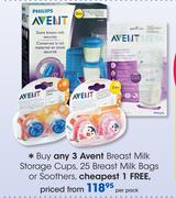 Avent Breast Milk Storage Cups, 25 Breast Milk Bags Or Soothers-Per Pack