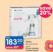 Clicks Manual Breast Pump-Each