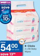 Clicks 3x80 Baby Wipes-Per Pack