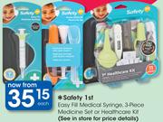 Safety 1st Easy Fill Medical Syringe, 3 Piece Medicine Set Or Healthcare Kit-Each