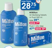 Milton 32 Sterilising Tablets Or Fluid 500ml-Each