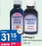 Phipp's Milk Of Magnesia-100ml Each