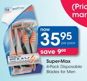 Super-Max 4-Pack Disposable Blades for Men-Per Pack