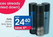 Coty Gravity Body Spray-120ml Each