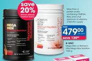 GNC Mega Men Or Women's Ultra Mega Max Nutrition-1020g Per Pack