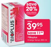 Bioplus Energy Syrup-200ml Each