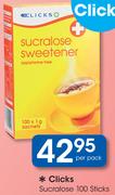 Clicks Sucralose 100 Sticks-Per Pack