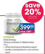 GNC Puredge Daily Energy Cherry Limeade or Watermelon-480gm
