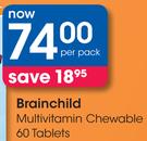 Brain Child Multivitamin Chewable 60 Tablets-Per Pack