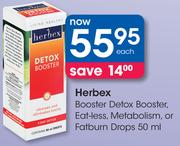 Herbex Booster Detox Booster, Eat-Less, Metabolism Or Fatburn Drops-50ml