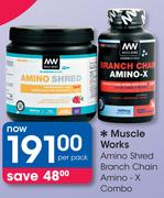 Muscle Works Amino Shred Branch Chain Amino-X Combo-Per Pack