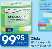 Clicks 20 Underpads 60x60Cm-Per Pack