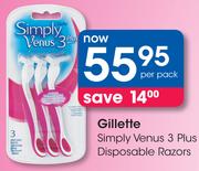 Gillette Simply Venus 3 Plus Disposable Razors-Per Pack