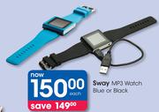 Sway MP3 Watch Blue Or Black-Each