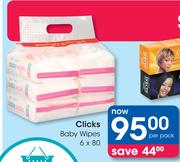 Clicks Baby Wipes 6 x 80's-Per Pack