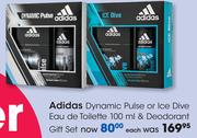 Adidas Dynamic Pulse Or Ice Dive Eau De Toilette-100ml And Deodorant Gift Set