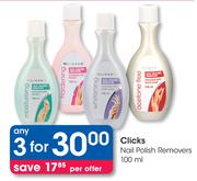 Clicks Nail Polish Removers-3 x 100ml