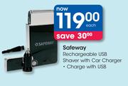 Safeway Rechargeable USB Shaver With Car Charger
