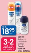 Sanex Roll-On or Deodorant for Men-Each