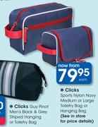 Clicks Sports Nylon Navy Medium or Large Toiletry Bag or Hanging Bag-Each