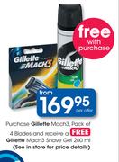 Gillette Mach 3, Pack of 4 Blades-Per Pack