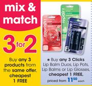 Clicks Lip Balm Duos/Lip Pots/Lip Balm Or Lip Glosses-Each